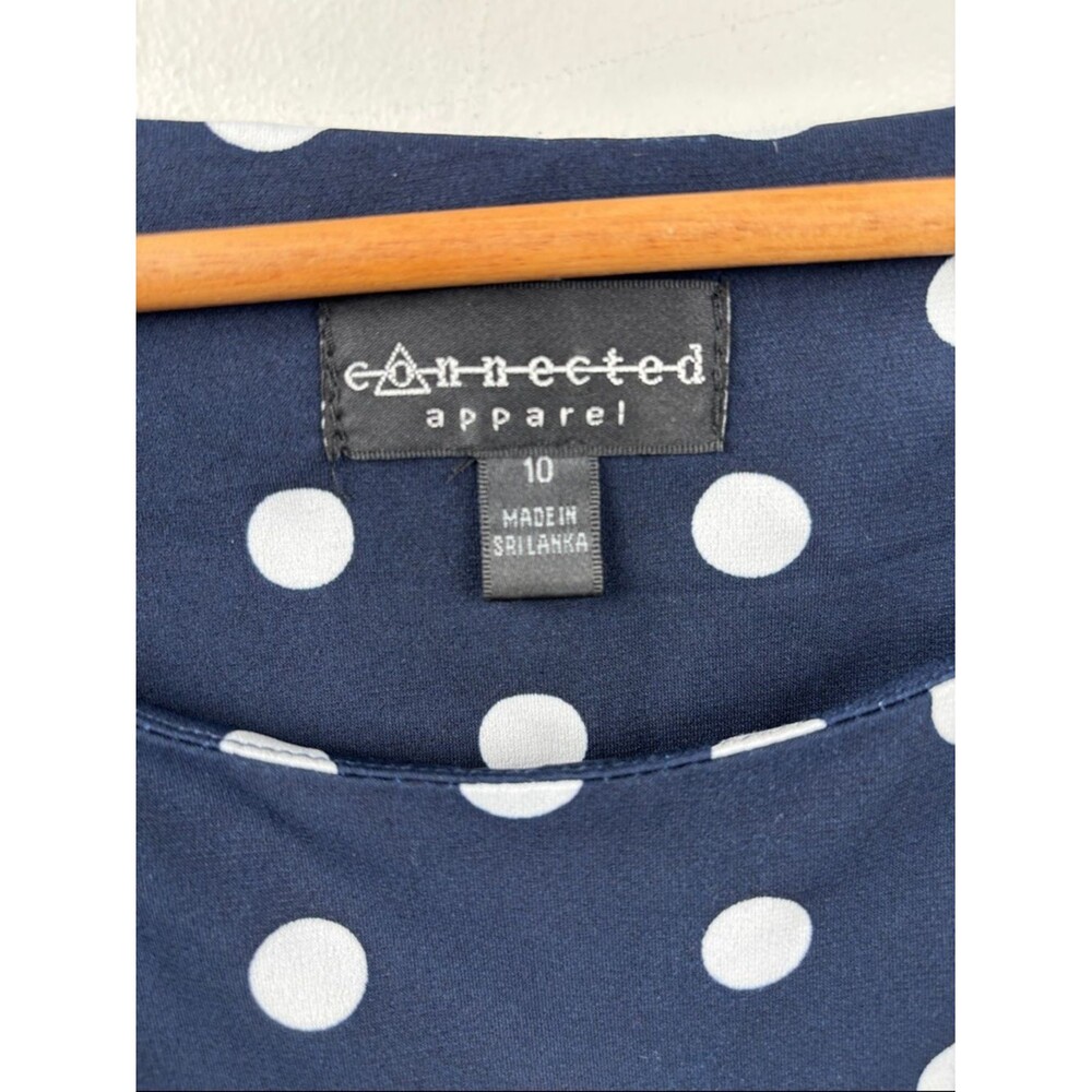 connected apparel Navy and White Polka Dot Sleeveless dress size 10 - Picture 2 of 7